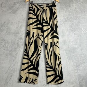 Joie Linen Blend Pants XS Bohemian Print Elastic Waist Wide Leg Coastal Travel